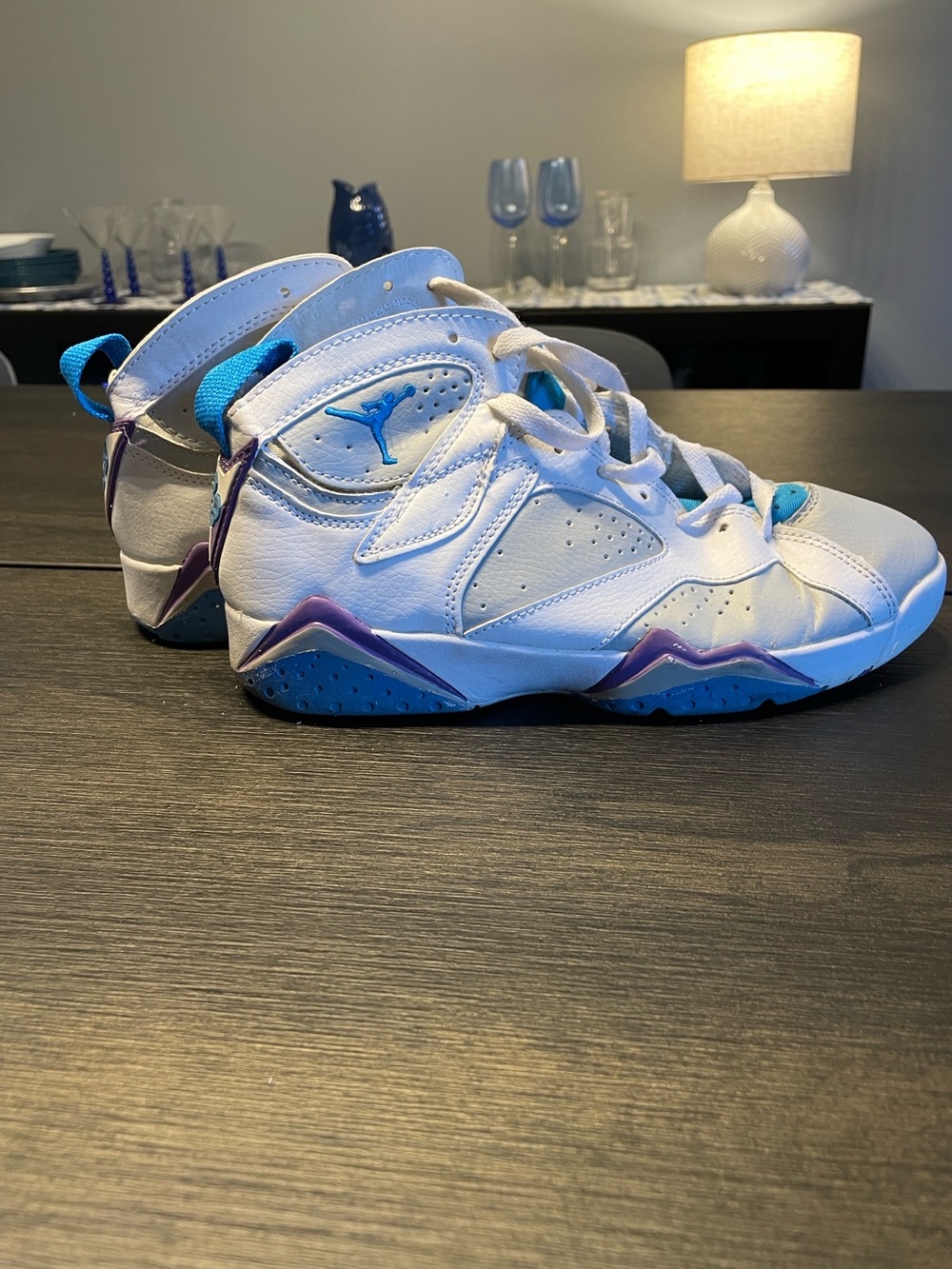 Men’s Air Jordan 7 AJ7 Retro GS “Mineral” White Purple Teal Athletic